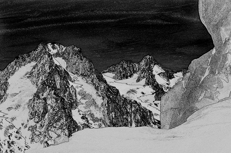 Chardonnet et Aiguille d'Argentière de nuit Sombre montagne